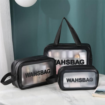 Kosmetiktasche Transparent 3er Set Wasserdicht Schwarz