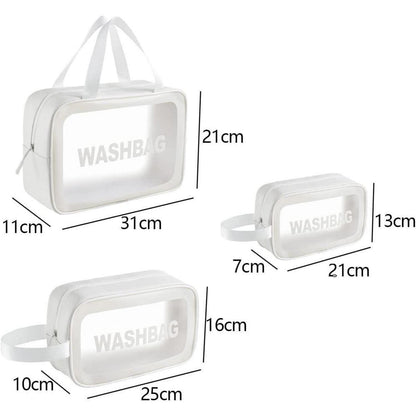 Kosmetiktasche Transparent 3er Wasserdicht Reise Weiß