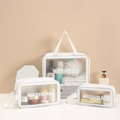 Kosmetiktasche Transparent 3er Wasserdicht Reise Weiß