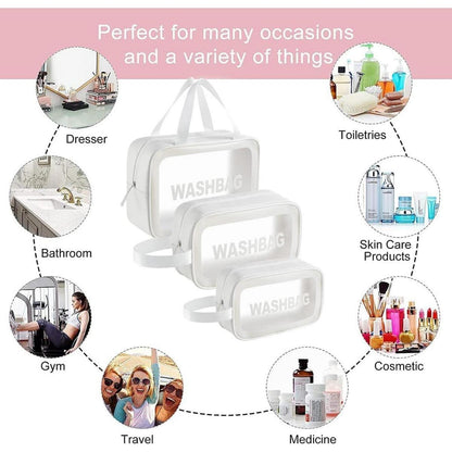 Kosmetiktasche Transparent 3er Wasserdicht Reise Weiß