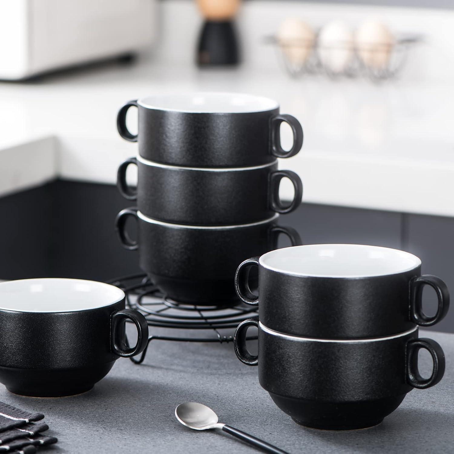 Suppentassen Set 6-teilig Steinzeug mit Henkel 400 ml