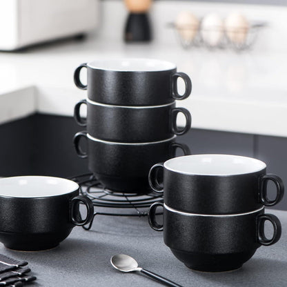 Suppentassen Set 6-teilig Steinzeug mit Henkel 400 ml