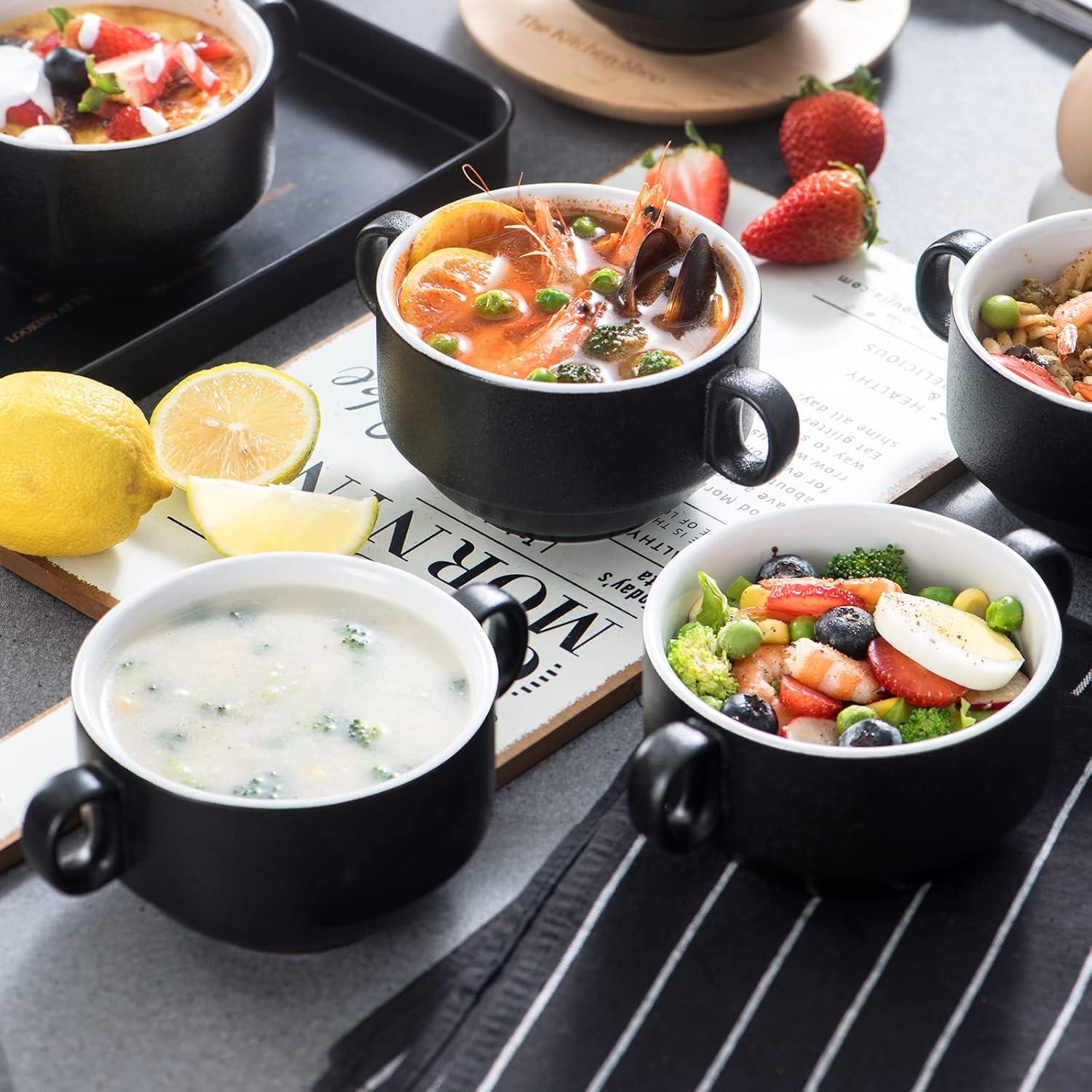 Suppentassen Set 6-teilig Steinzeug mit Henkel 400 ml
