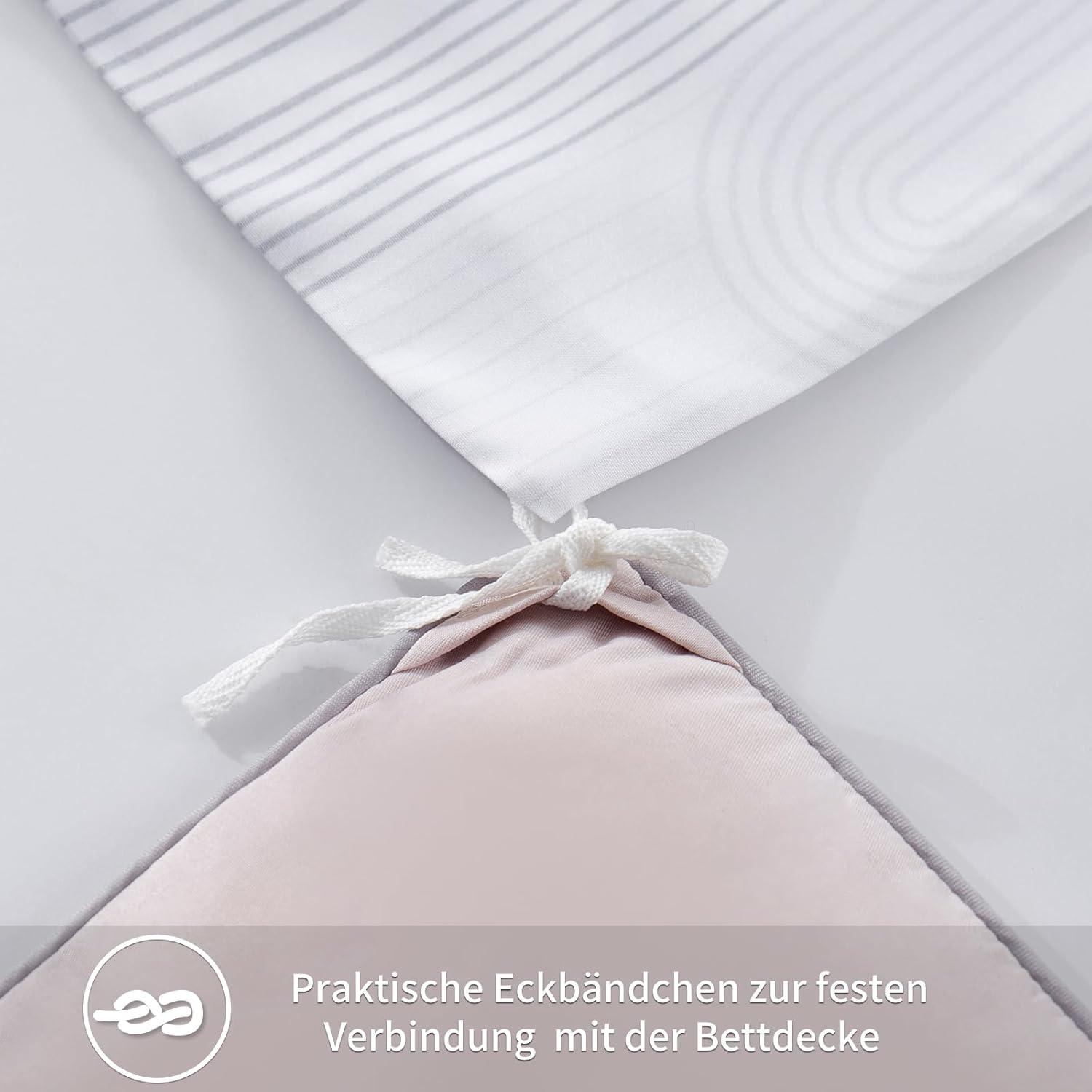 Bettwäsche-Set 135x200 Weiß Streifen Muster Mikrofaser 4tlg