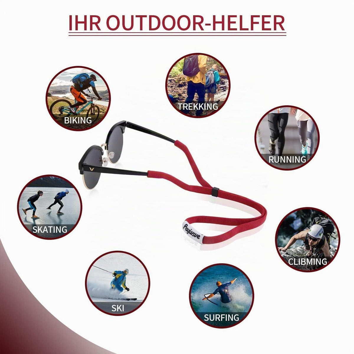 Sportbrillenband Rot & Schwarz – Fester Halt für Sport & Freizeit