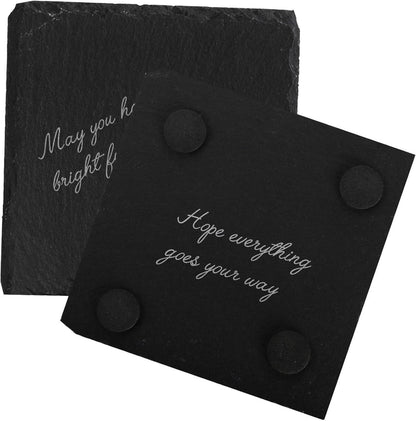 ZOOFOX Schieferuntersetzer Set 16 Stück 10×10 cm mit 2 Halterungen