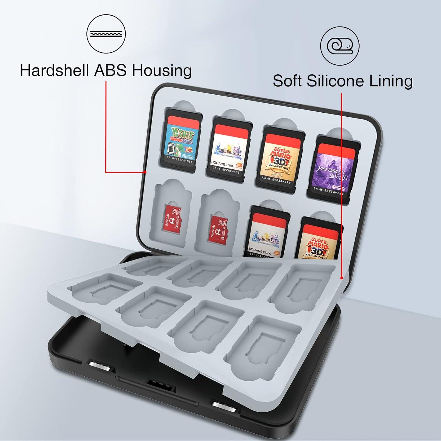 HEIYING Game Card Aufbewahrungsbox für Switch - Tragbare Schutzhülle mit 24 Game Card Slots