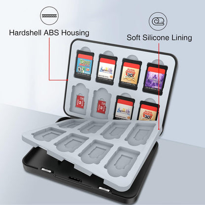 HEIYING Game Card Aufbewahrungsbox für Switch - Tragbare Schutzhülle mit 24 Game Card Slots