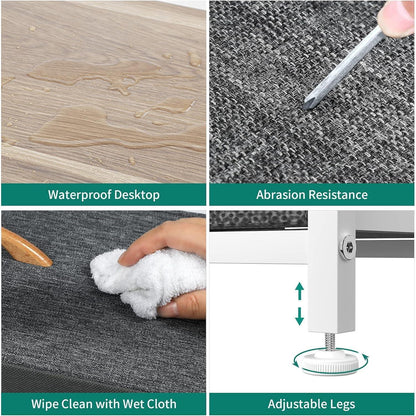 8 Schubladen Stoffkommode Grau Modern mit Holzplatte