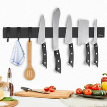 Magnetleiste Messerhalter 40 cm Schwarz Edelstahl mit Haken