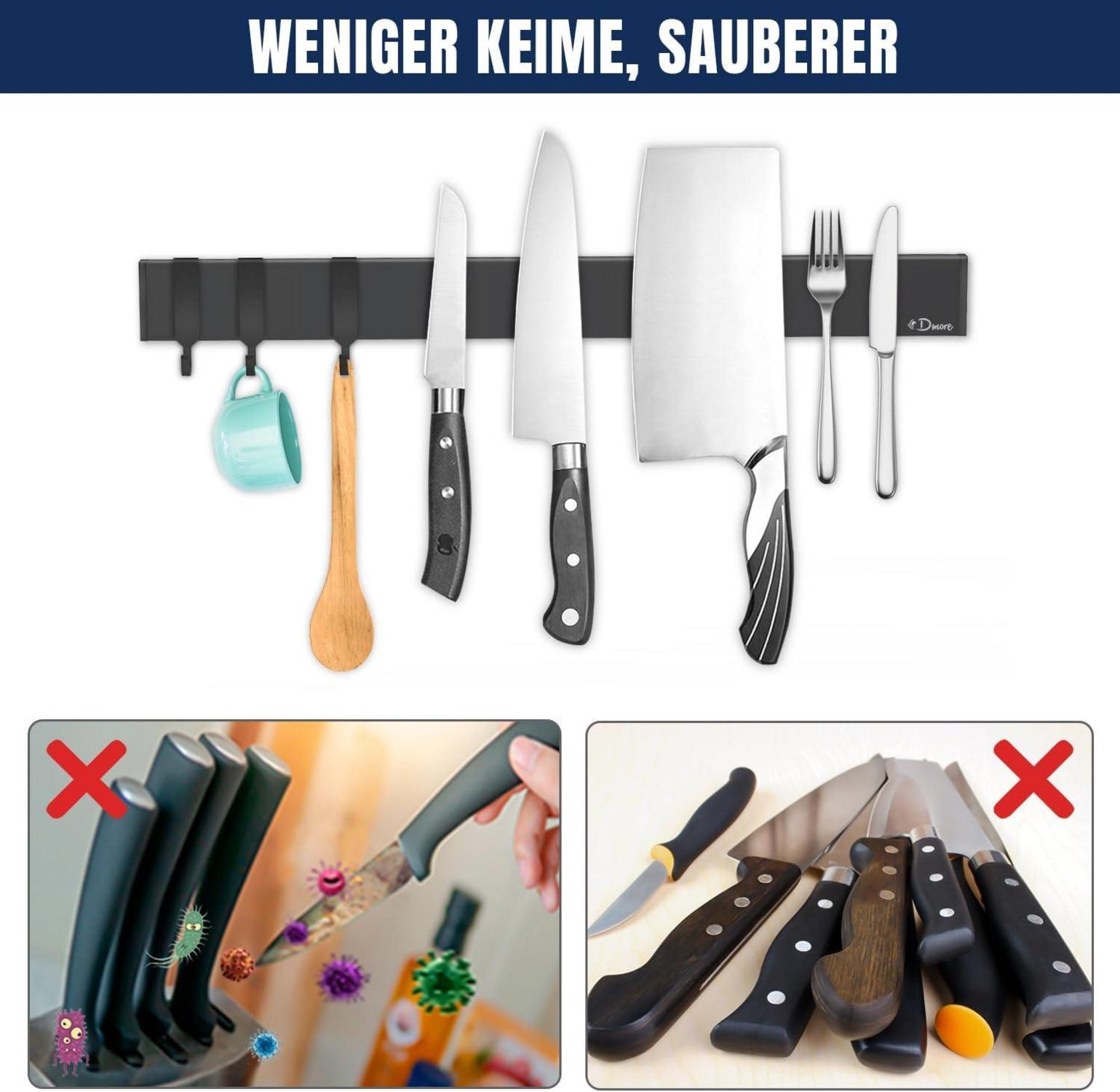 Magnetleiste Messer 40 cm schwarz magnetisch selbstklebend inkl. Klebeband & Schrauben