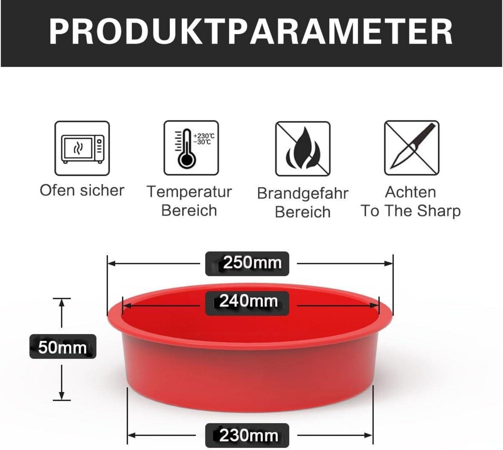 Silikon Kuchenform Rund 24cm Antihaft Backform für