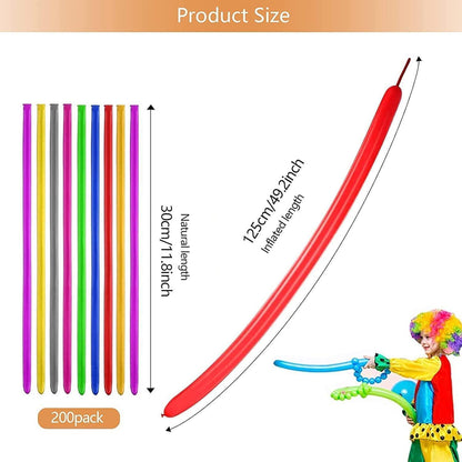 Modellierballons 200 Stück Magische Luftballons Lange Bunt