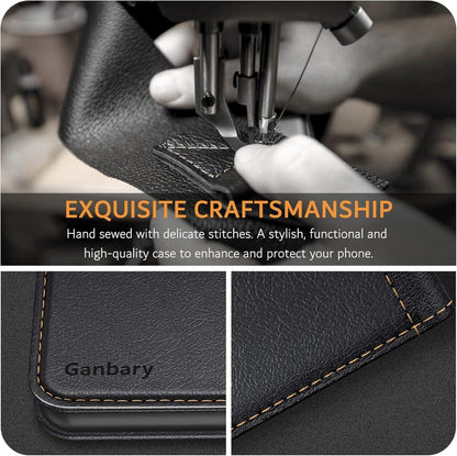 Samsung Galaxy A13 5G/A04s Handyhülle Premium Leder Flipcase Schwarz