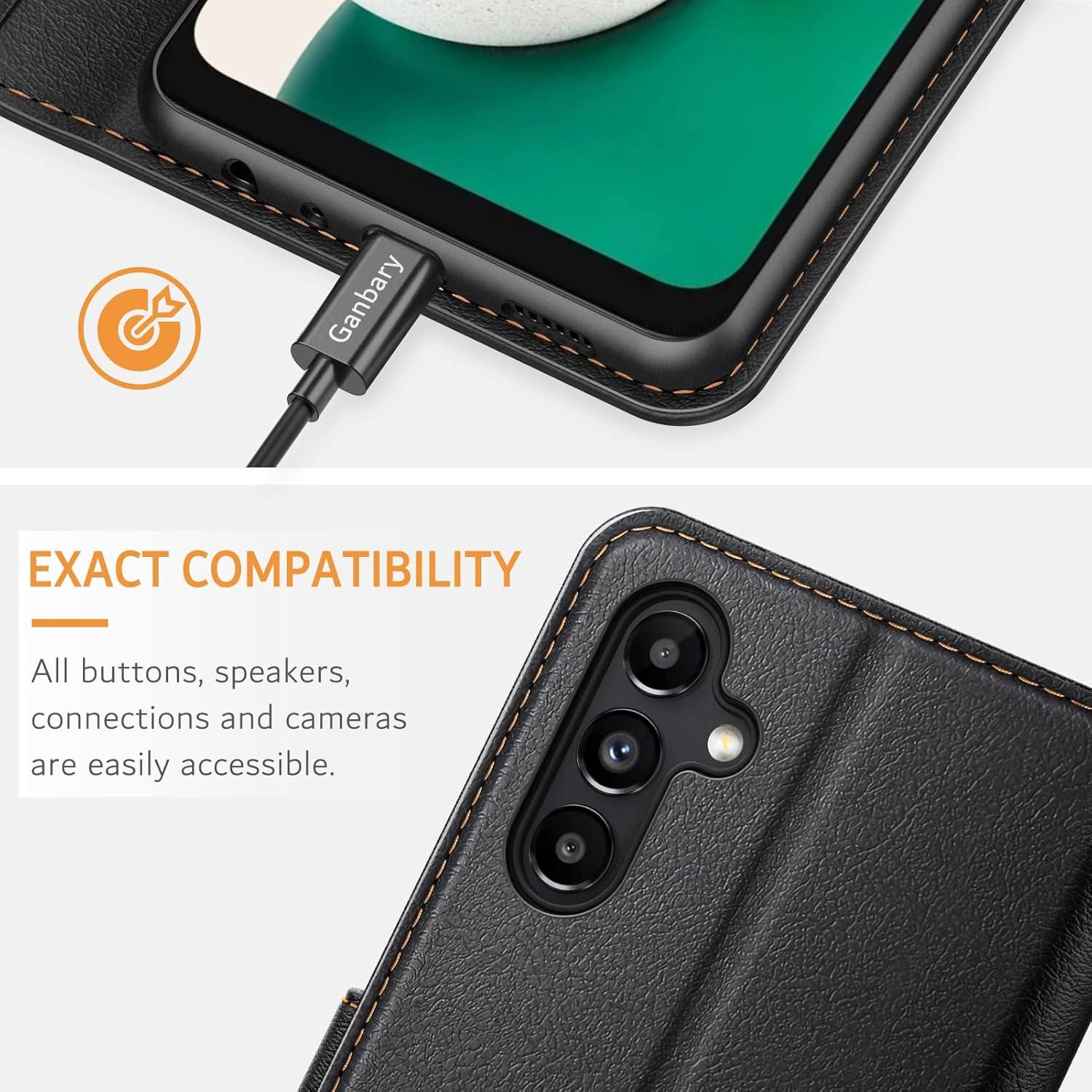 Samsung Galaxy A13 5G/A04s Handyhülle Schwarz Ledertasche Flipcase