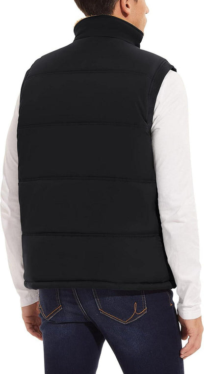 Herren Winterweste Outdoor Fleeceweste mit Multi-Taschen 3XL Schwarz