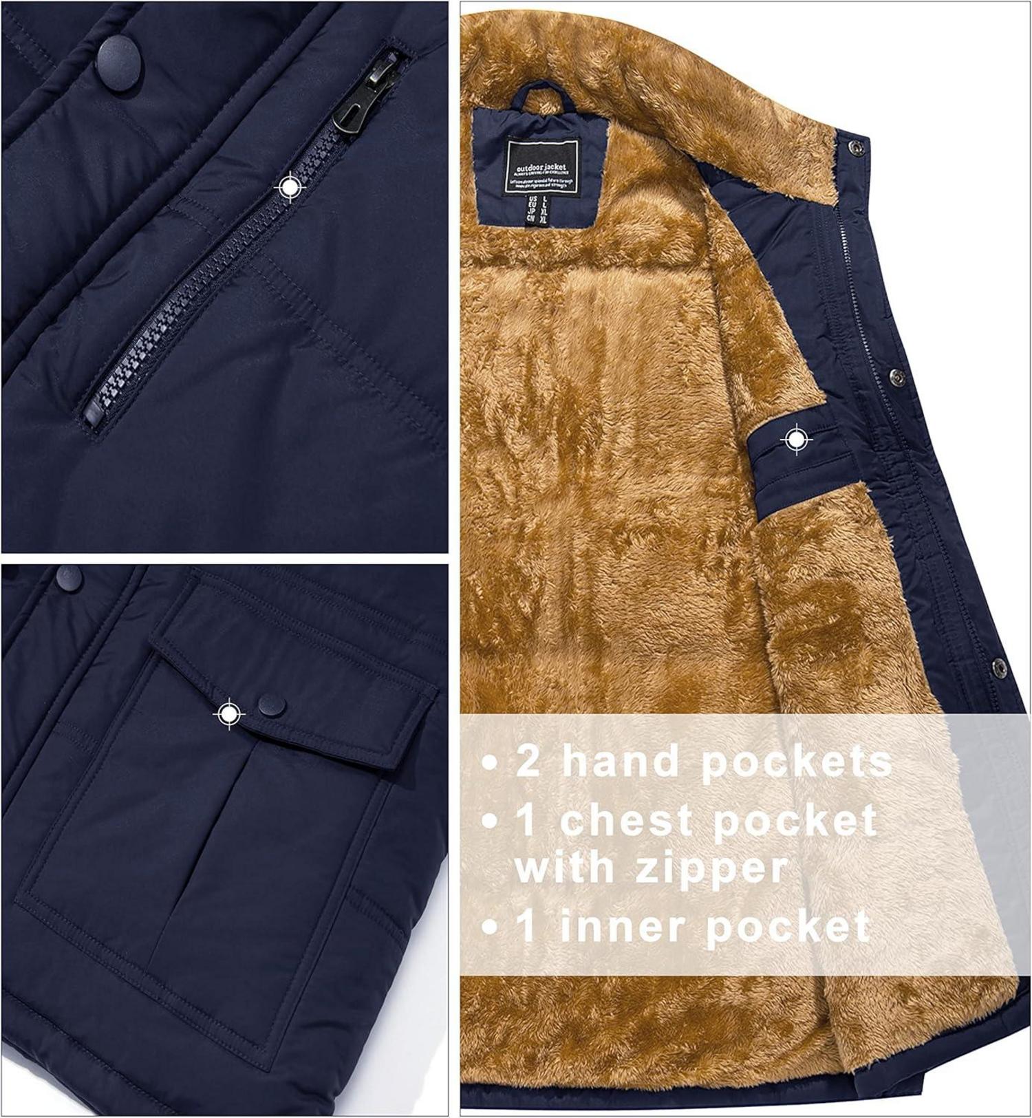 MAGCOMSEN Herren Winterweste Outdoor Fleeceweste Warme Jacke XL Dunkelblau