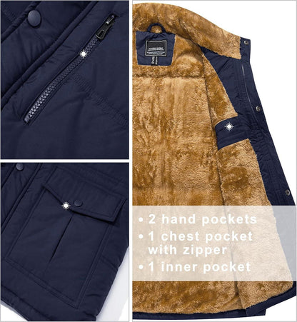 MAGCOMSEN Herren Winterweste Outdoor Fleeceweste Warme Jacke XL Dunkelblau