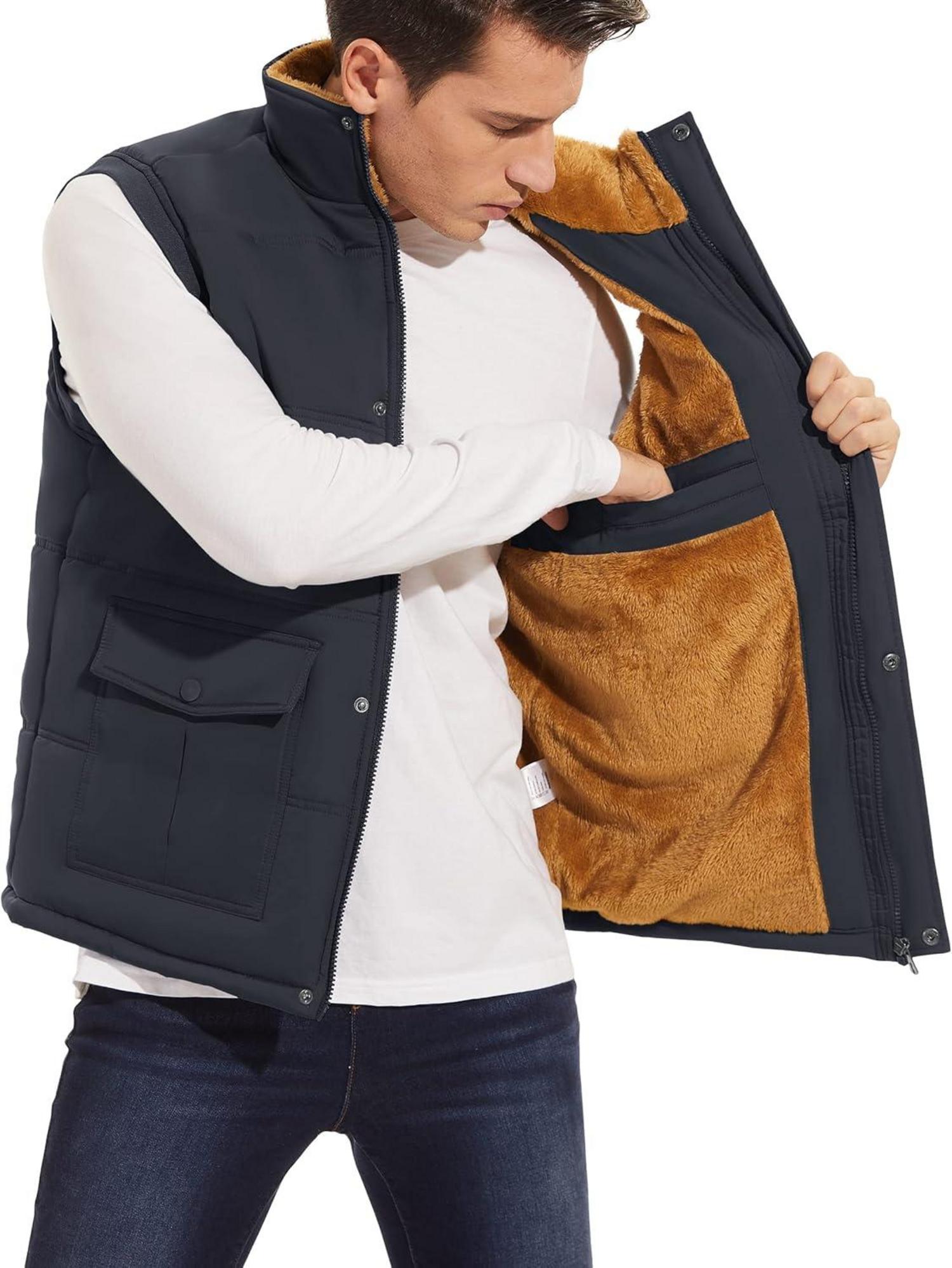 MAGCOMSEN Winterweste Herren Gefüttert Outdoor Fleeceweste Ärmellos