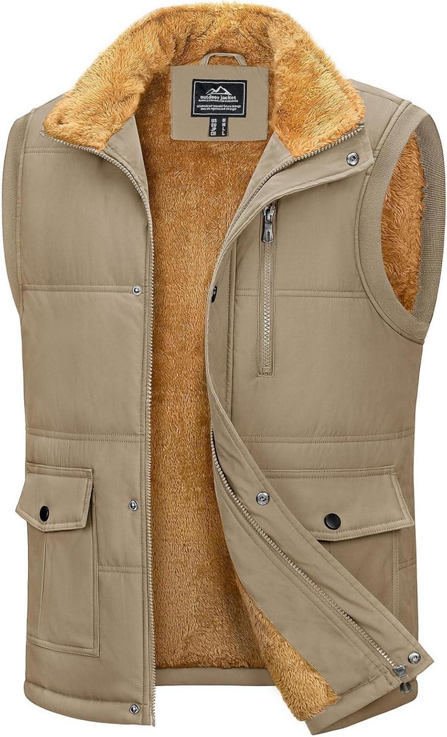 Gefütterte Herren Outdoor Winterweste Anglerweste Multi Taschen