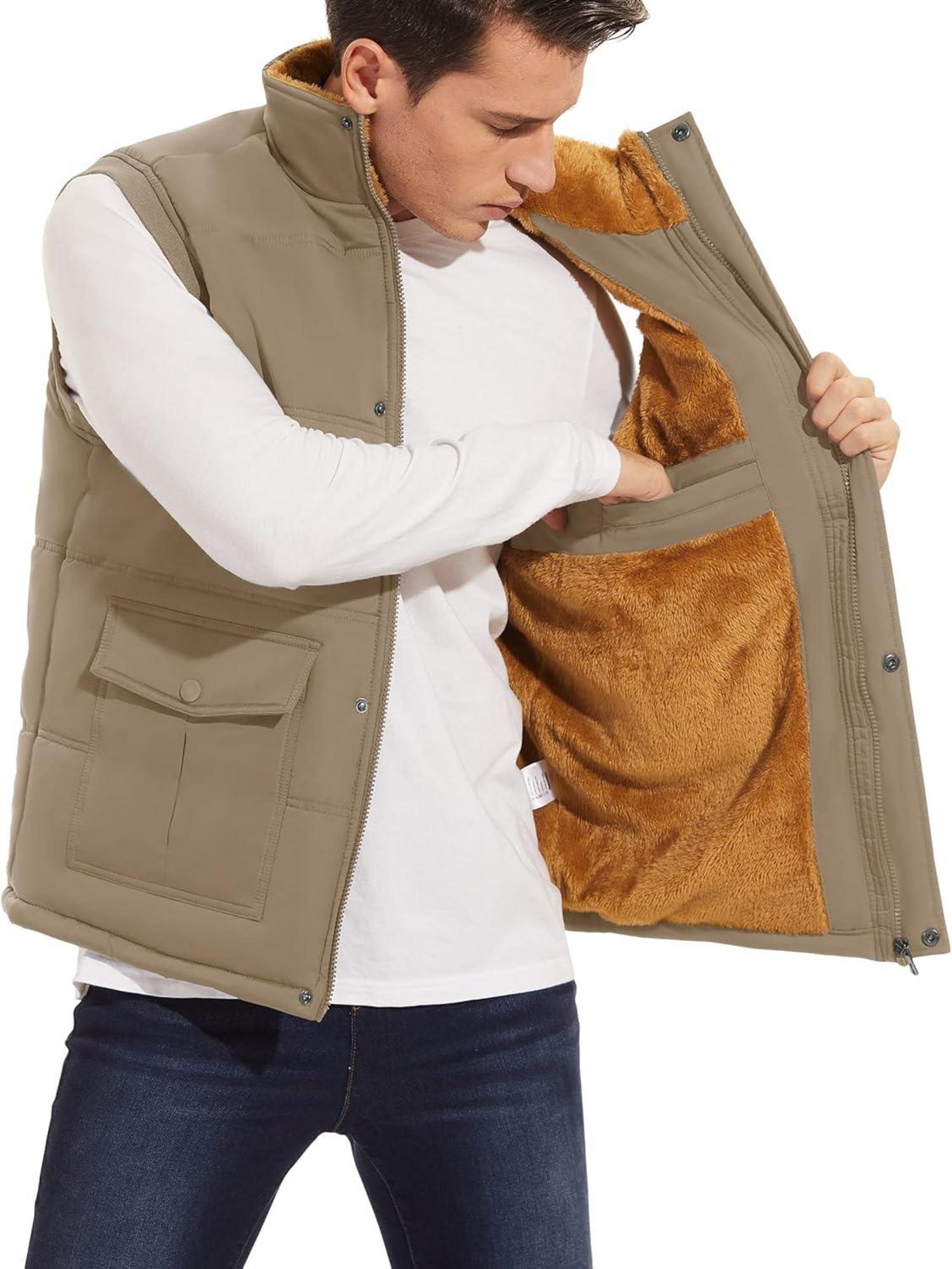 Gefütterte Herren Outdoor Winterweste Anglerweste Multi Taschen