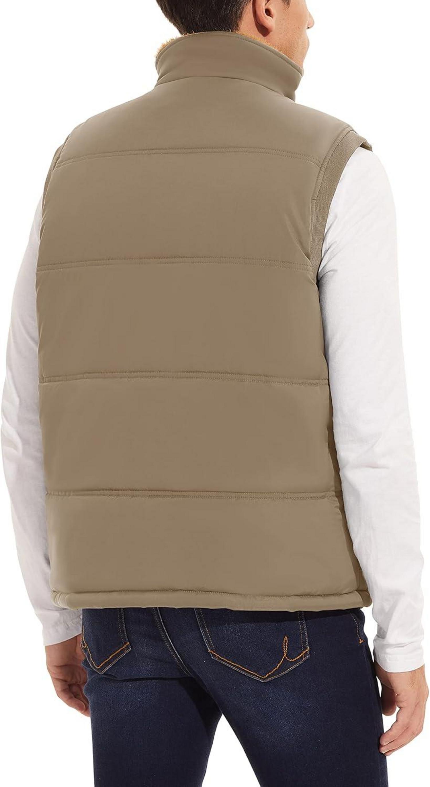 MAGCOMSEN Herren Winterweste Gefüttert Outdoor Fleeceweste Stehkragen Anglerweste