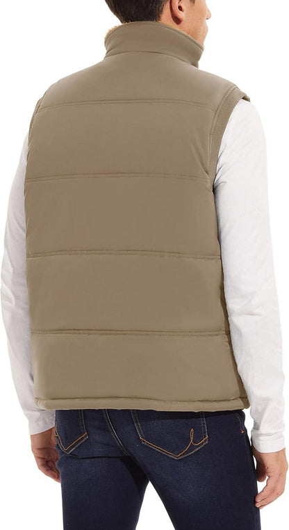 MAGCOMSEN Herren Winterweste Gefüttert Outdoor Fleeceweste Stehkragen Anglerweste