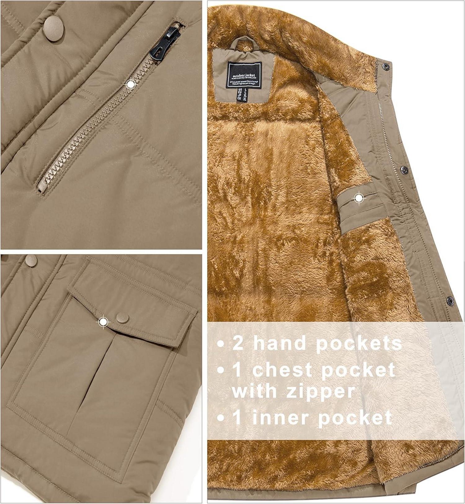 Herren Winterweste Gefüttert Warme Fleeceweste Ärmellos Outdoor Thermo