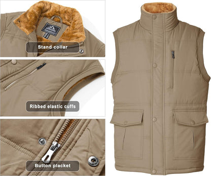 Winterweste Herren Gefüttert Outdoor Weste Fleece Ärmellos Jacke mit