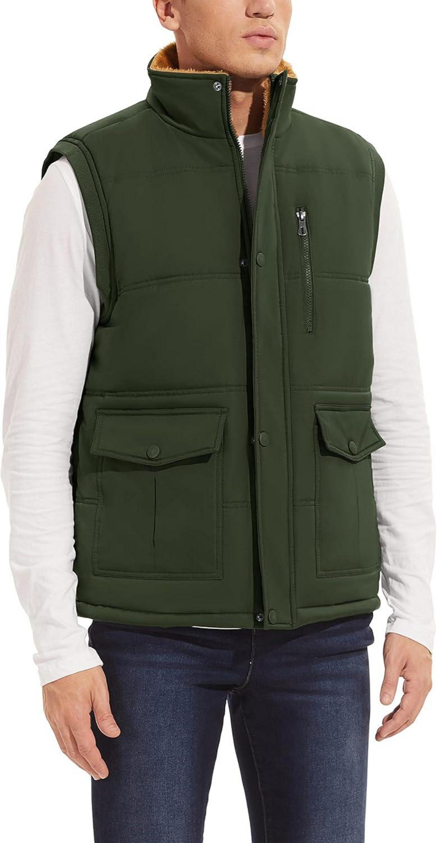 Herren Outdoor Winterweste Gefüttert Fleeceweste Stehkragen