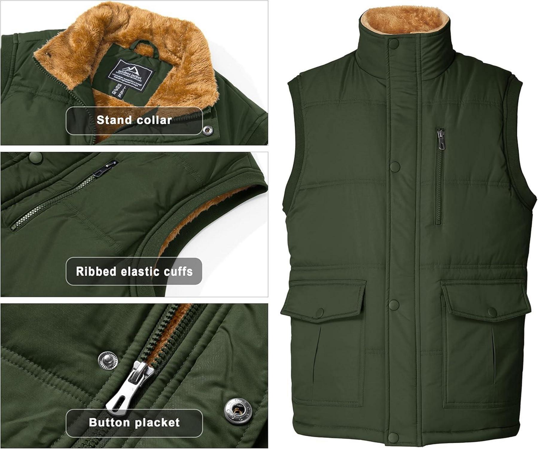 Winterweste Herren Gefüttert Outdoor Fleeceweste Thermo Ärmellos XL