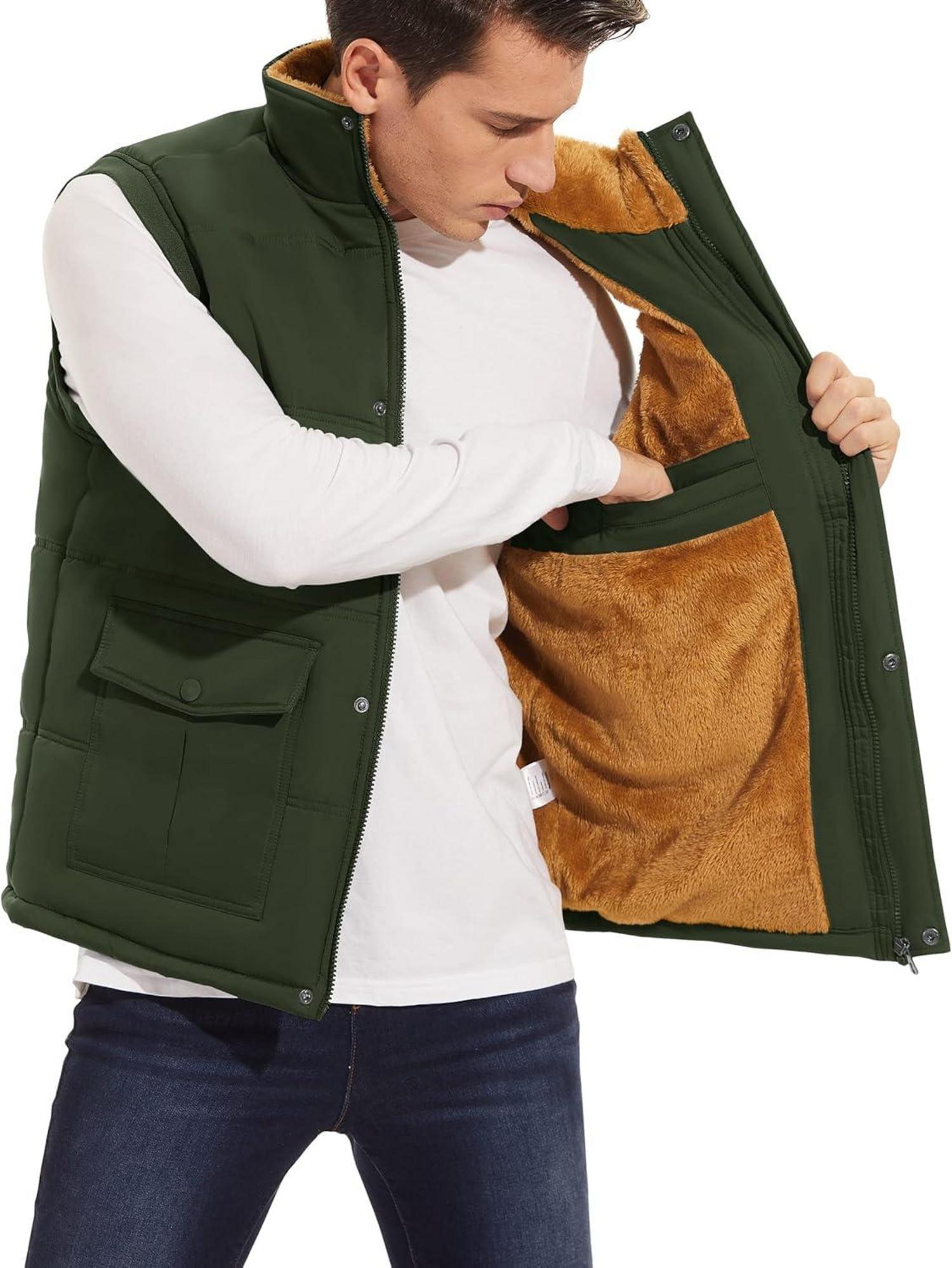 Winterweste Herren Gefüttert Outdoor Fleeceweste Ärmellos Thermo