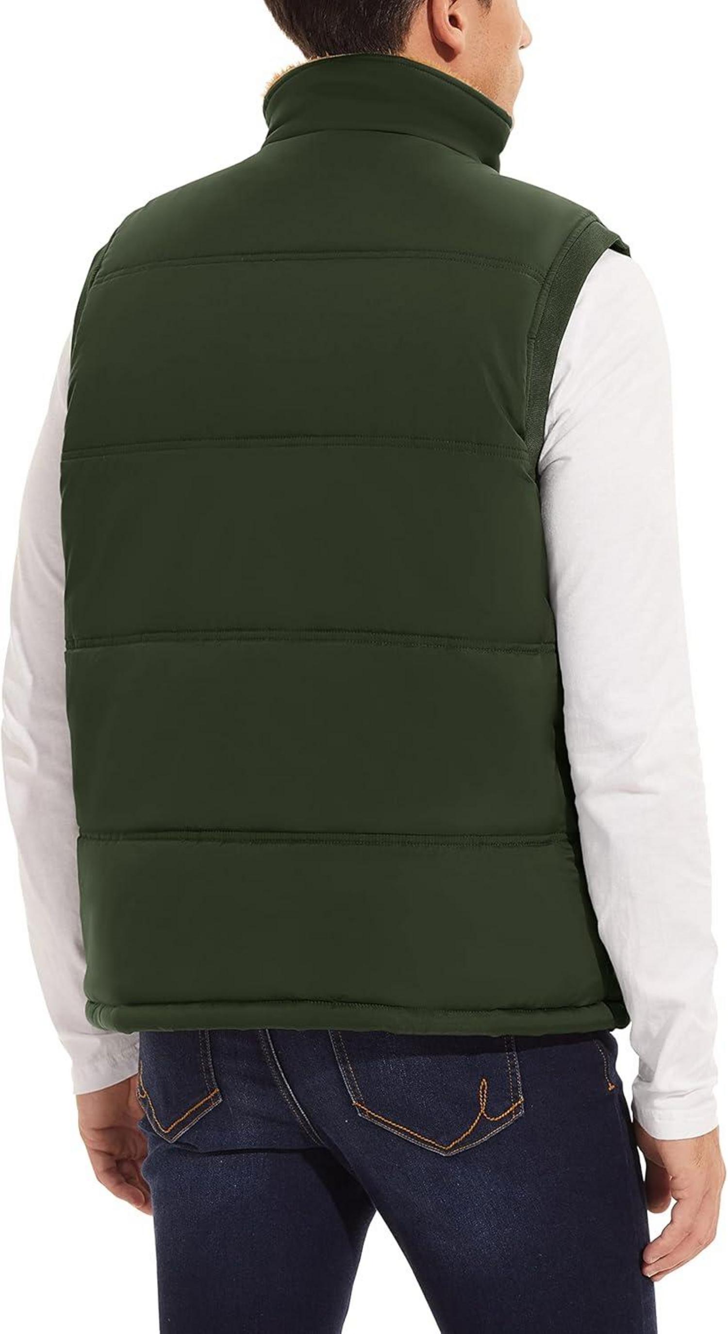 Gefütterte Outdoor-Weste Herren Warme Fleeceweste Anglerweste XXL Army Grün