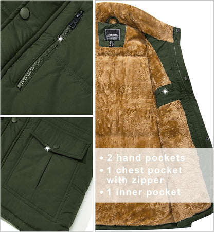 Herren Winterweste Gefüttert Outdoor Fleeceweste XXL Armeegrün