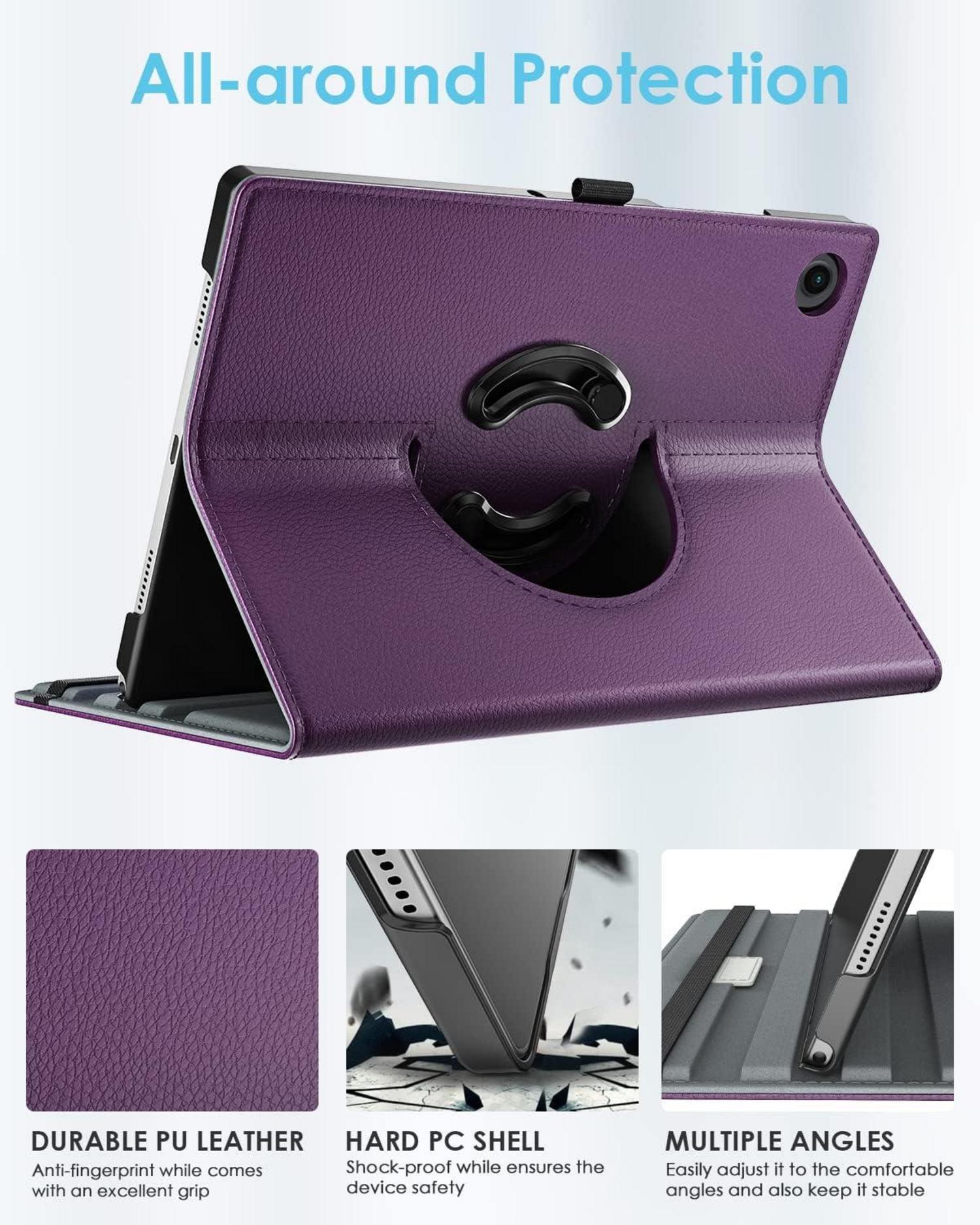 TiMOVO Galaxy Tab A8 2021 2022 Hülle 10,5 Zoll PU Leder 90° Drehbar Violett