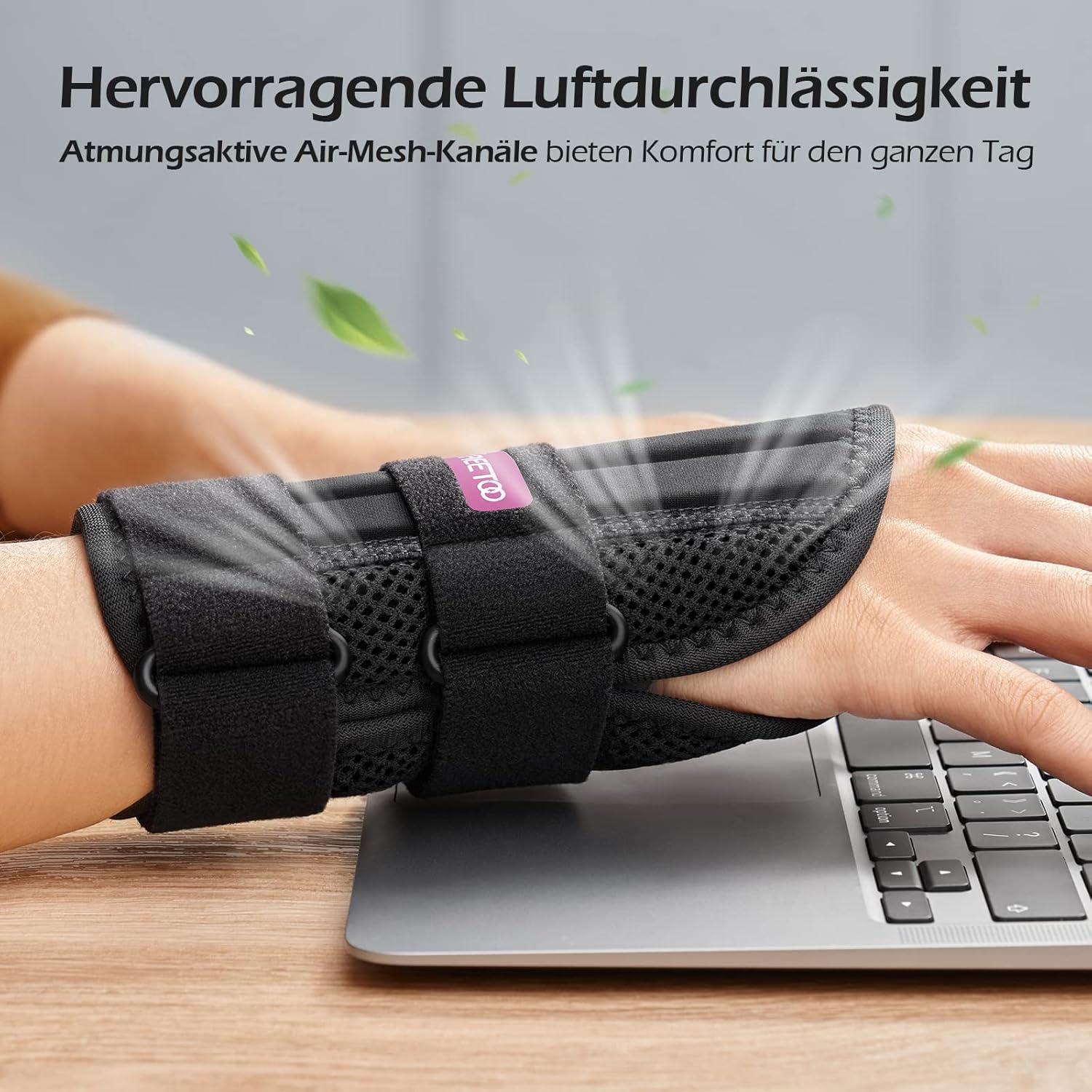 Handgelenkbandage Arzt Genehmigt 3 Schienen Verstellbar S/M Frauen Rosarot