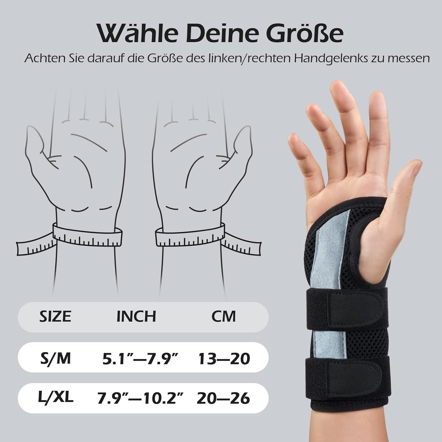 Handgelenkbandage Arzt Genehmigt 3 Schienen Verstellbar S/M Frauen Rosarot