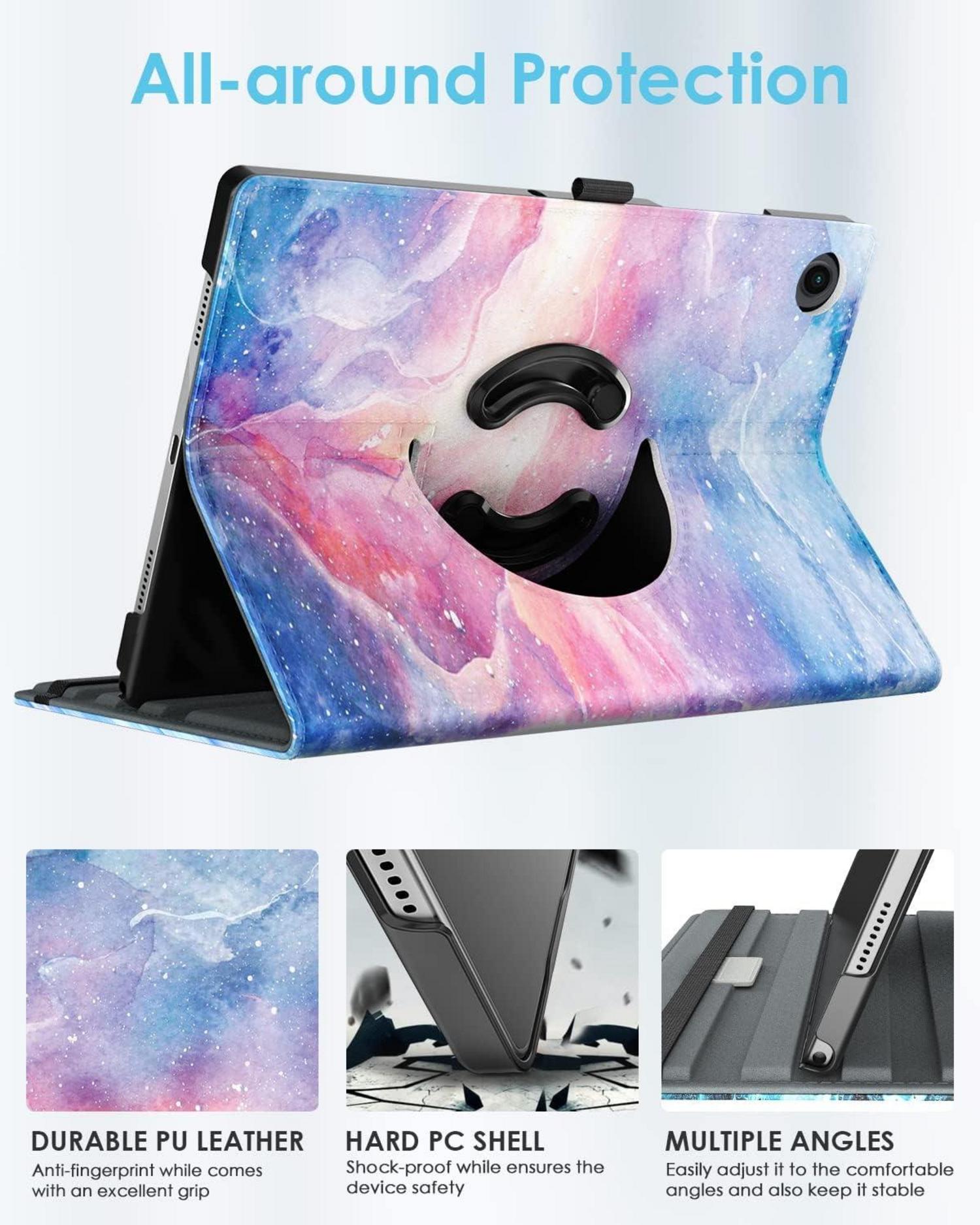 TiMOVO Hülle für Galaxy Tab A8 10,5 Zoll, PU Leder 90° Drehbar Stand Auto Schlaf, Sternwolke
