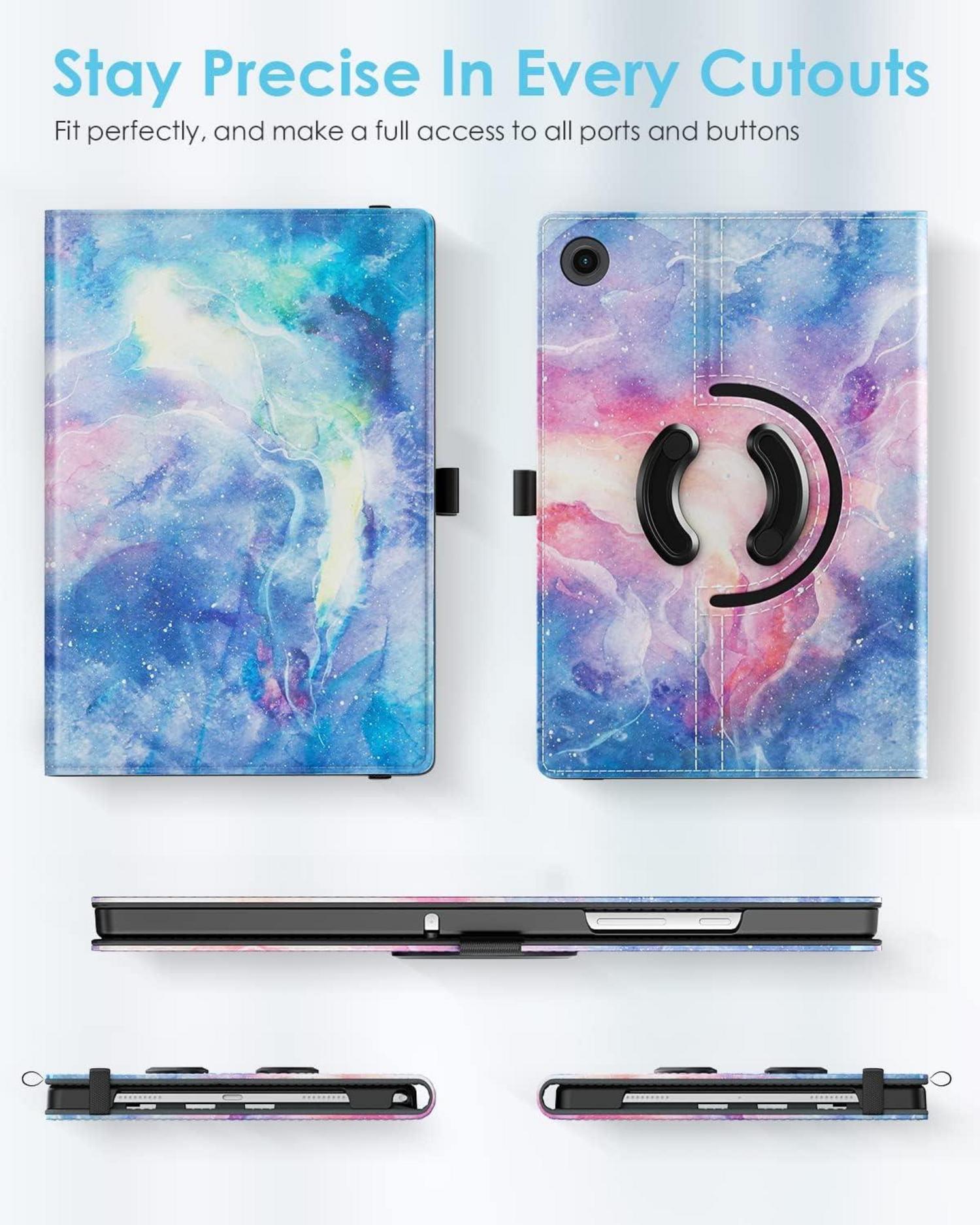 Hülle für Galaxy Tab A8 2021 2022 10,5 Zoll PU Leder 90° Drehbar Auto
