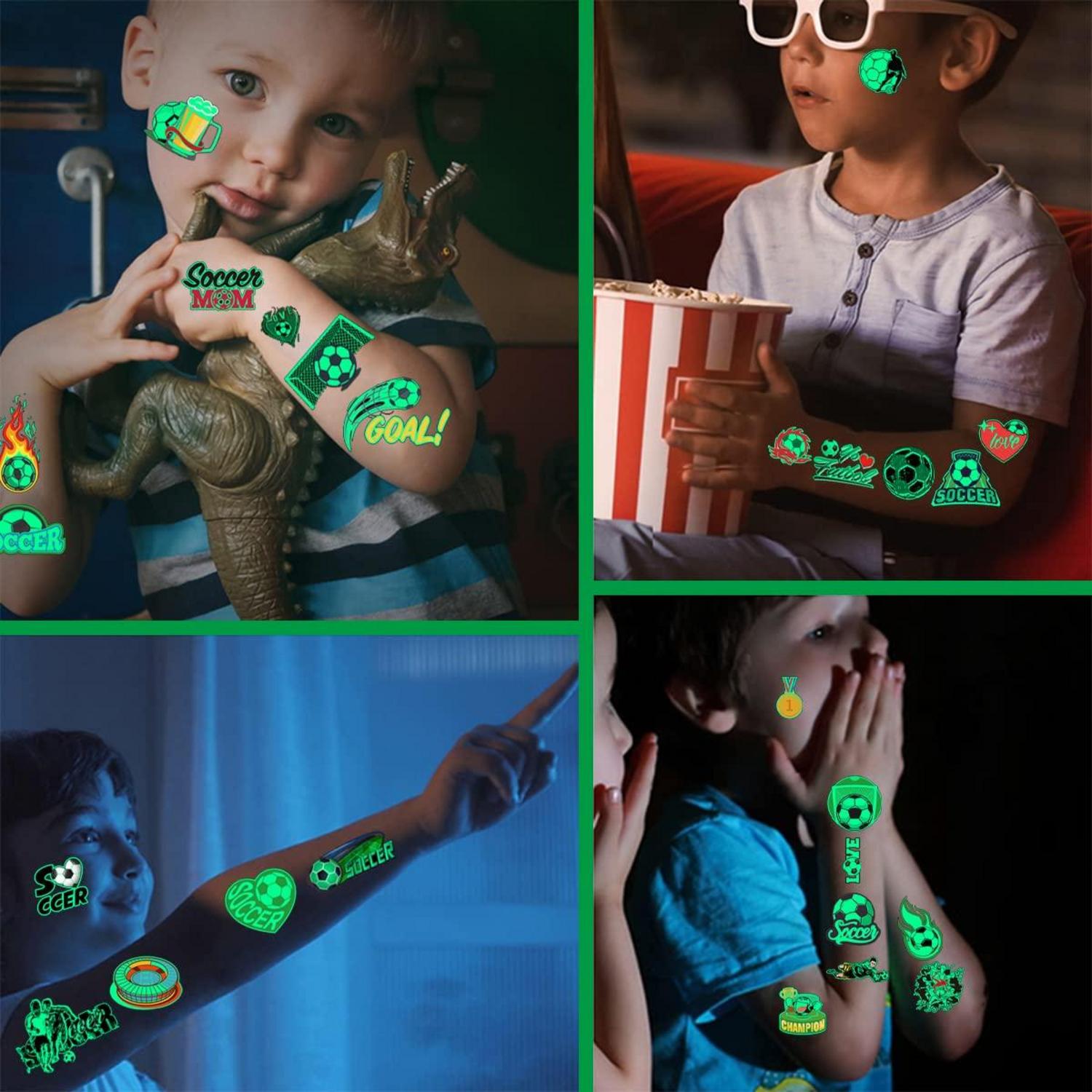 Kinder Tattoos Fussball, 20 Blätter Leuchten im Dunkeln