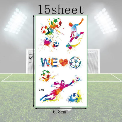 15 Blätter Fußball Tattoos Kinder im Dunkeln leuchtend Jungen Fußball