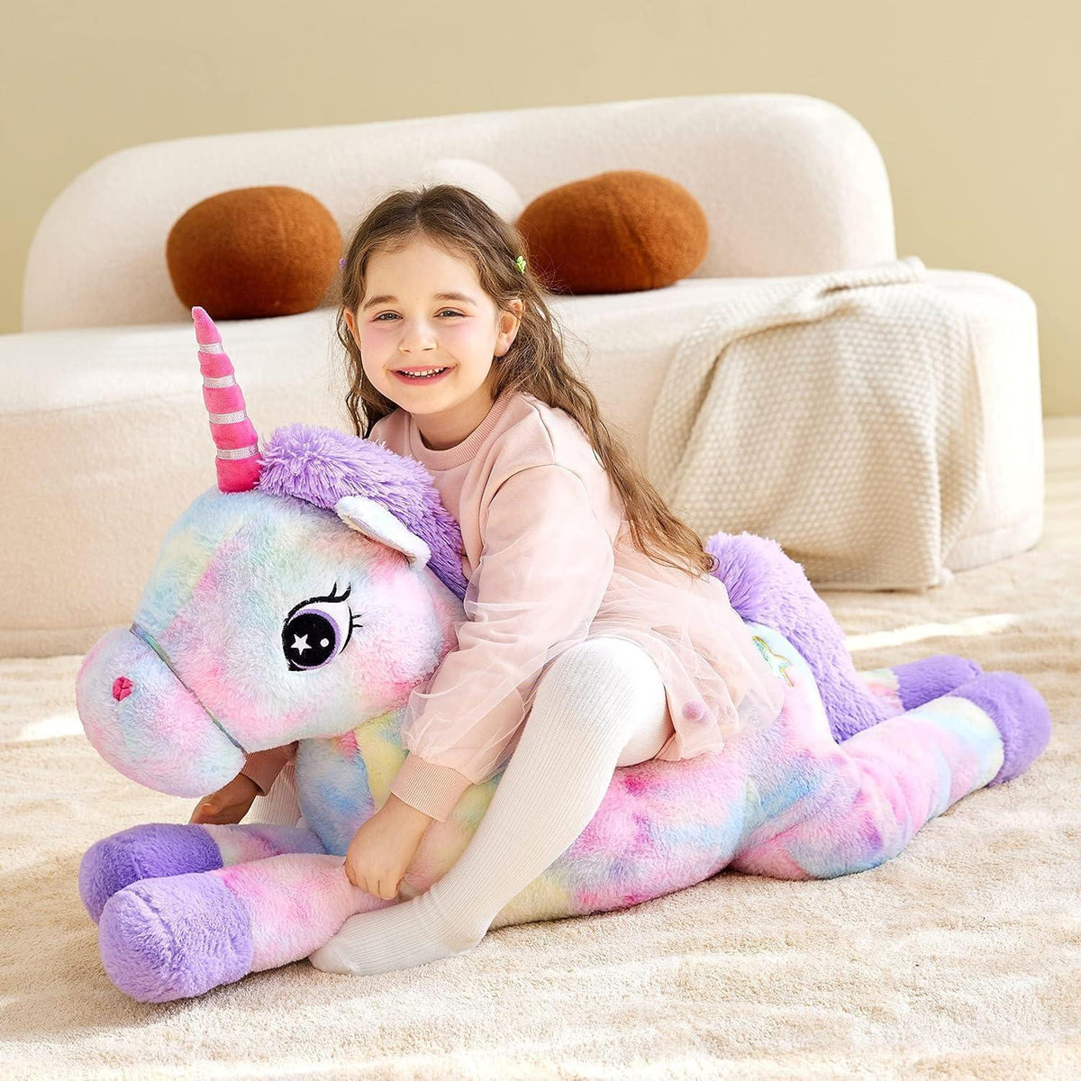 Riesiges Einhorn Stofftier 110cm - Kuscheliges Plüschtier Geschenk