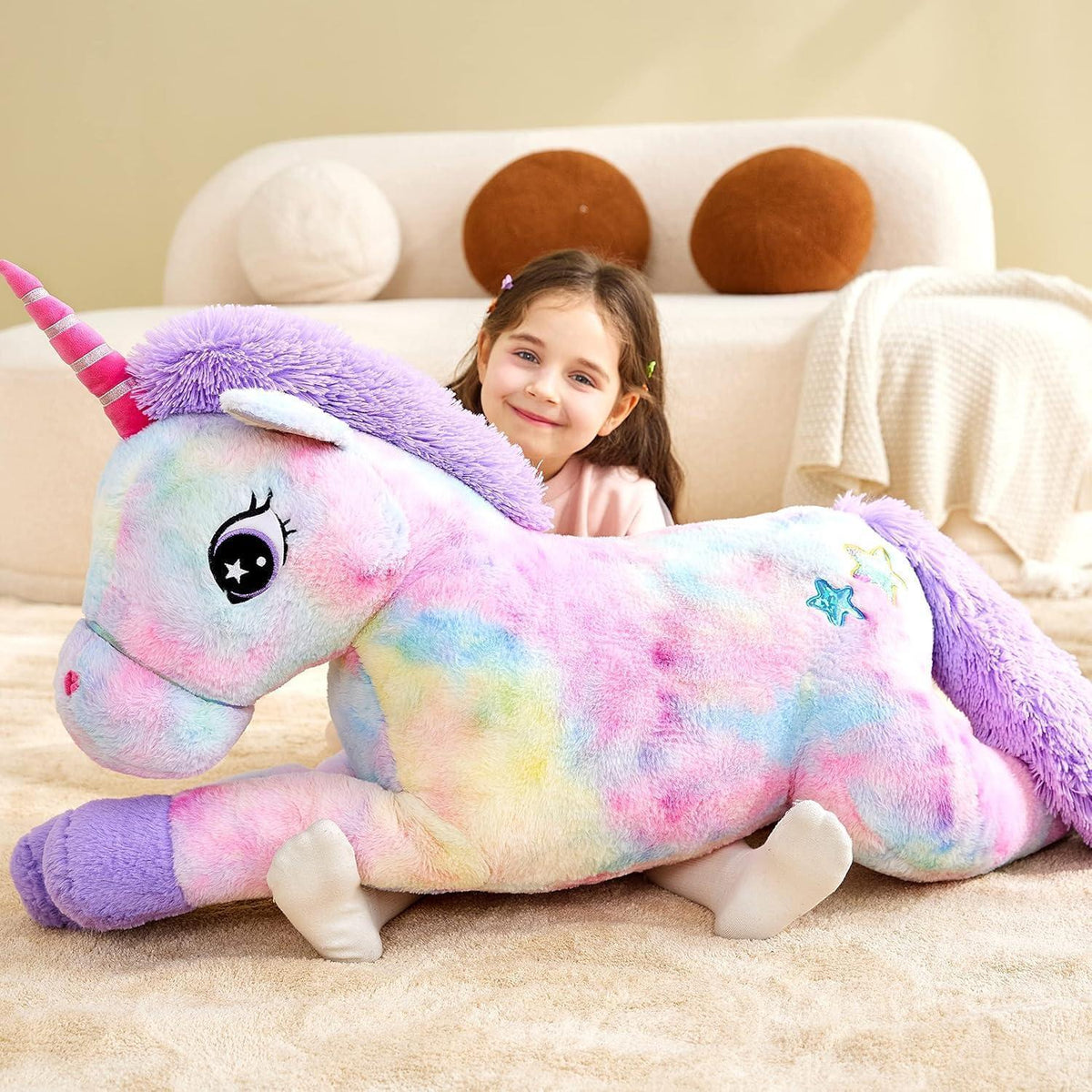 Riesiges Einhorn Stofftier 110cm - Kuscheliges Plüschtier Geschenk