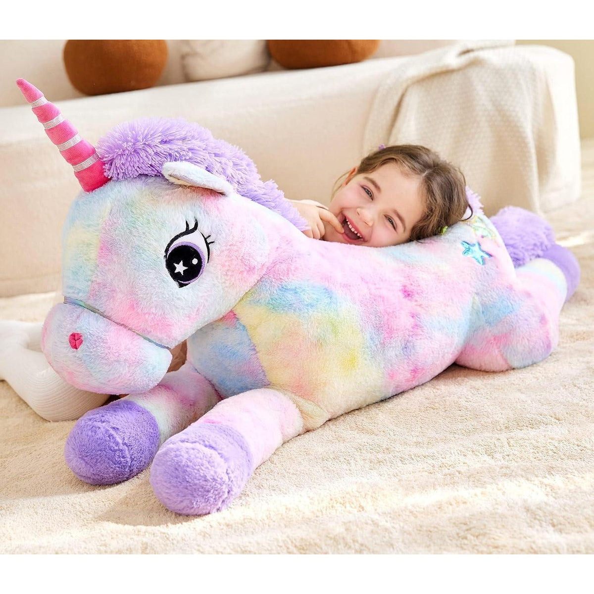Riesiges Einhorn Stofftier 110cm - Kuscheliges Plüschtier Geschenk