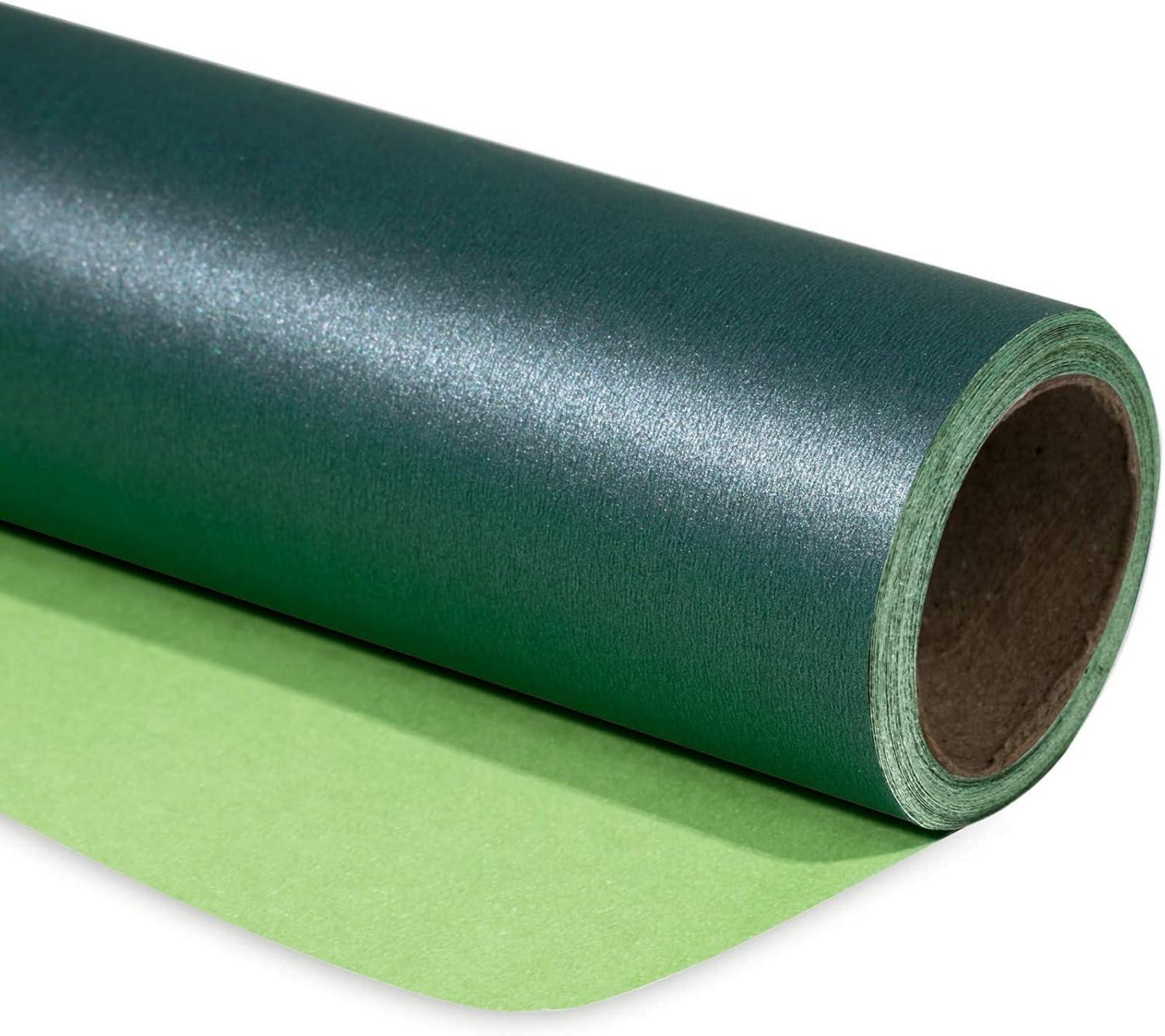 Grünes Mattes Geschenkpapier Minirolle Einfarbig Perlmutt Glanzpapier