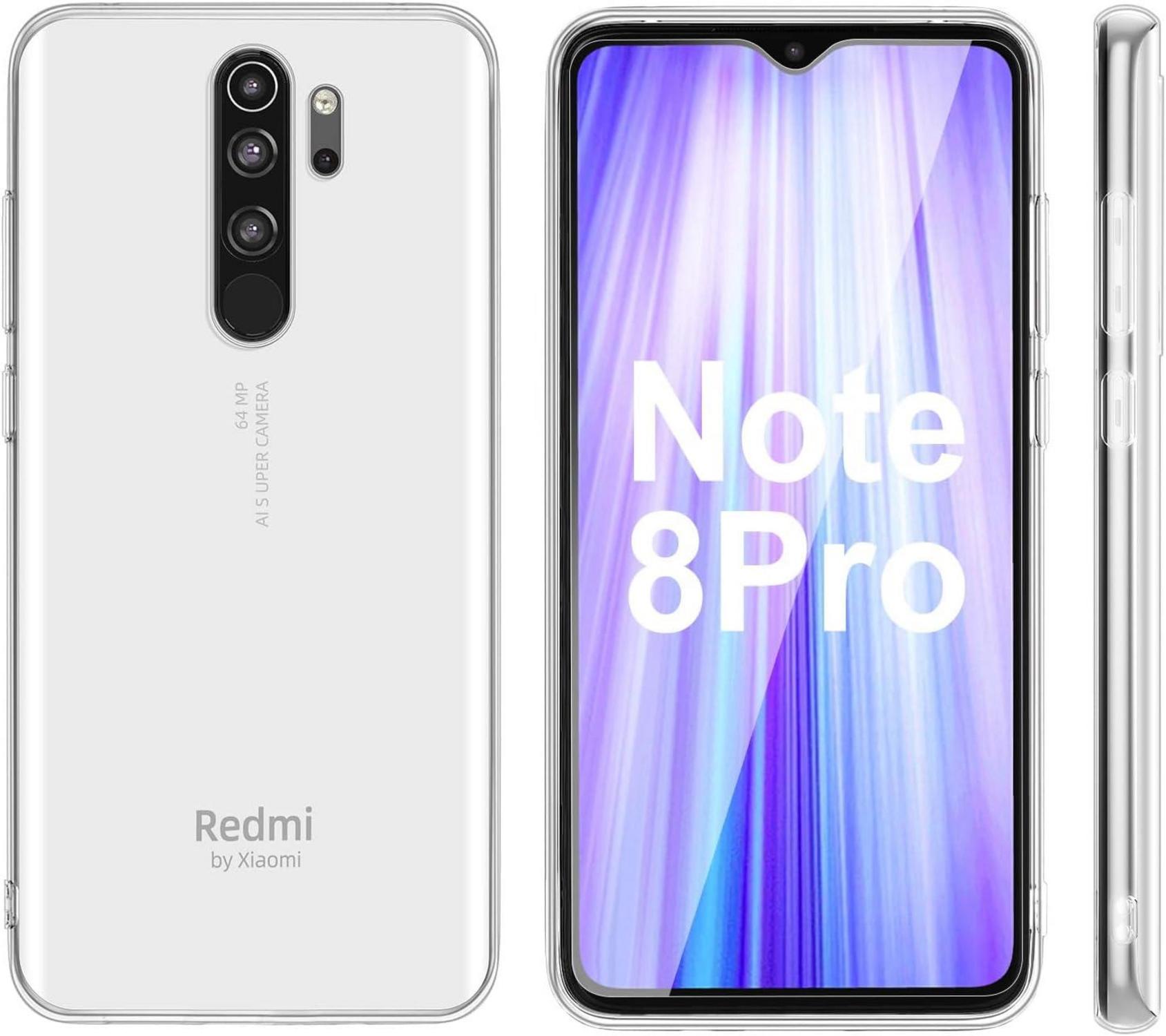 Schutzhülle + 2 Panzerglas für Xiaomi Redmi Note 8 Pro Transparent