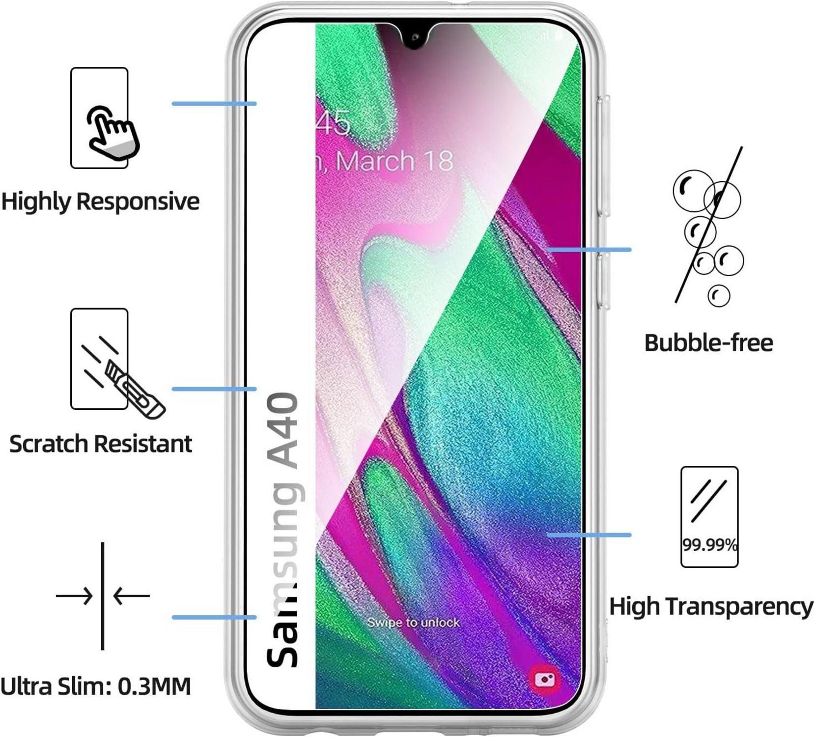 NEW'C Samsung Galaxy A40 Hülle mit Panzer Schutz Glas