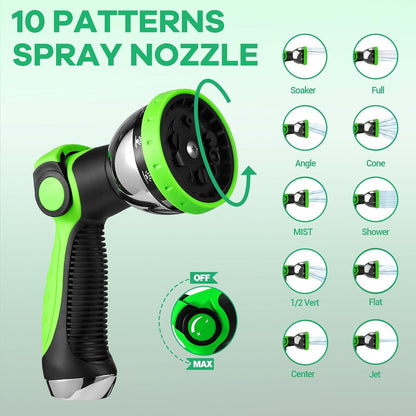 Flexibler Gartenschlauch 15m mit 10-Funktions-Spray und Metallanschlüssen