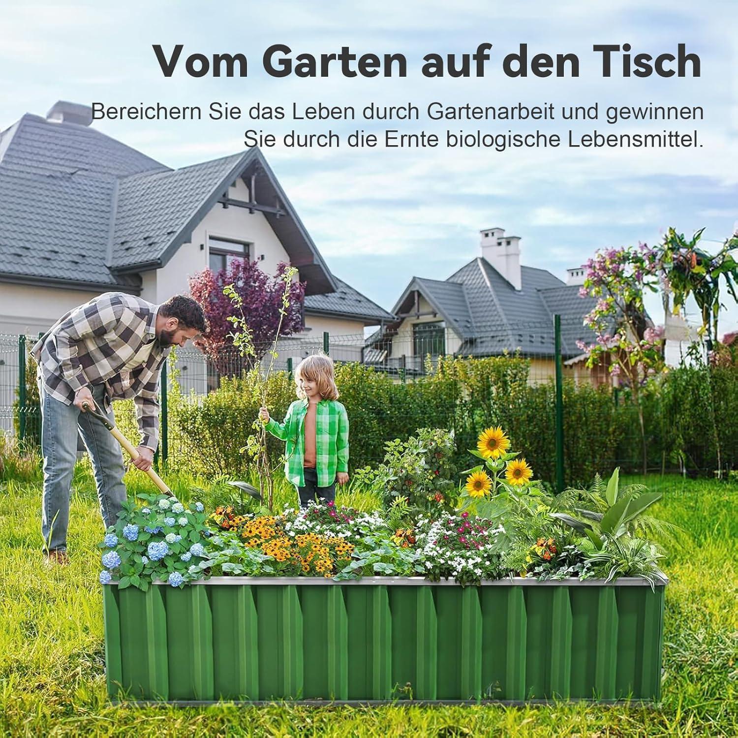 Hochbeet 174x90x46cm verzinkter Stahl Frühbeet Pflanzkasten Gemüse Kräuter Blumen