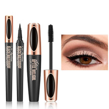 4D Waterproof Mascara with Silk Fiber & Black Eyeliner